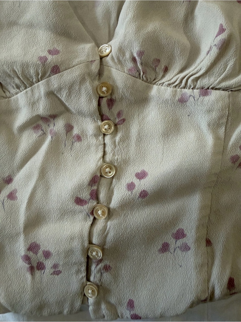 Wilfred Cream Crop Top with Pink Floral Print - Picture 4 of 7